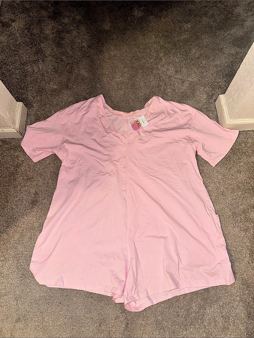 Pink Short-Sleeve Romper